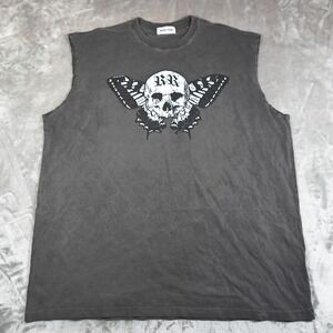 Ryoko Rain Shirt Mens Mens XXXL Gray Skull Butterfly Sleeveless Muscle Tank Top
